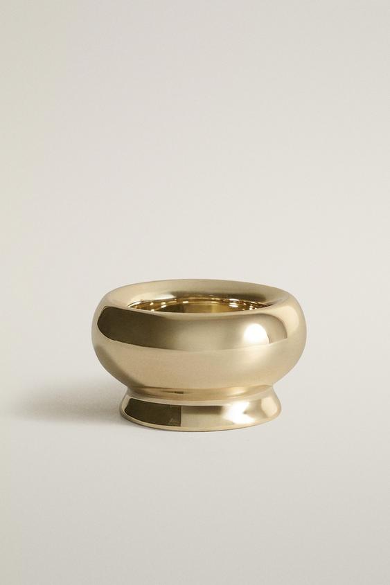 Zara Christmas Gold Ceramic Candle Holder - Golden - Image 0