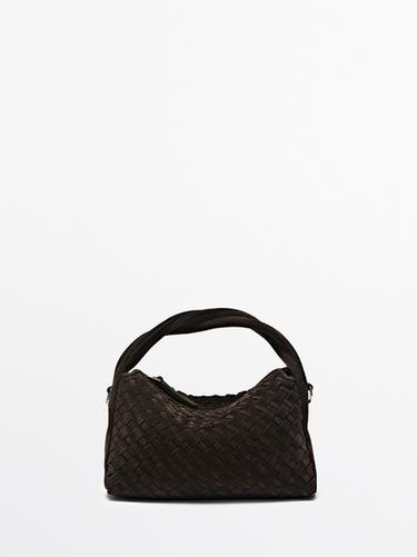 Zara Small braided split leather bag - Brown