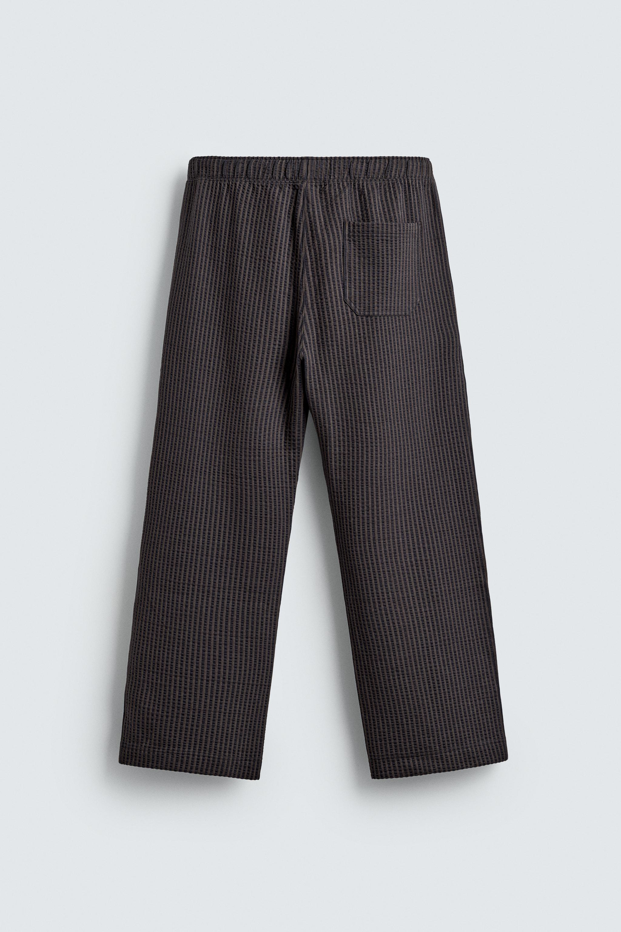 SUNDAY ラインパンツ　S size STRIPED SEERSUCKER COMFORT PANTS - Blue / White | ZARA Canada