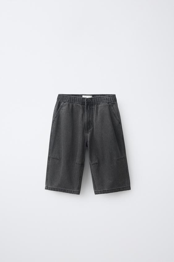 شورت برمودا جينز طويل - أسود الخاص بـ Zara - صورة 0
