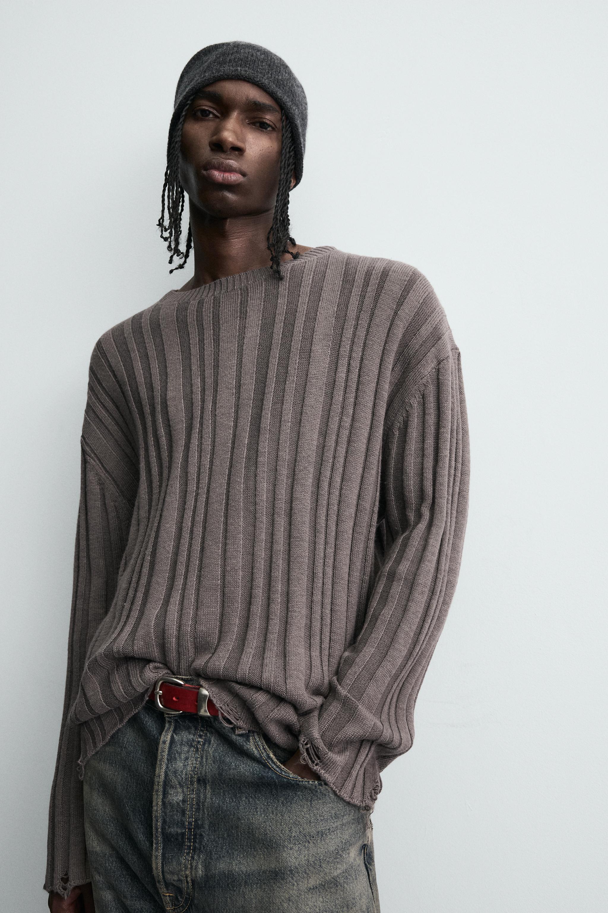 OPEN KNIT RIBBED SWEATER