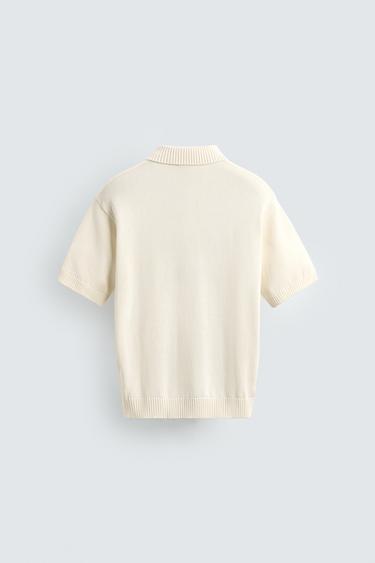 TEXTURED KNIT RELAXED FIT POLO SHIRT - Ecru by Zara - Image 6