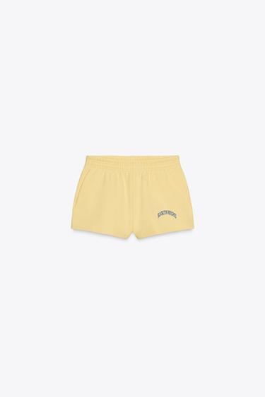 EMBROIDERED TEXT PLUSH SHORTS - Yellow by Zara
