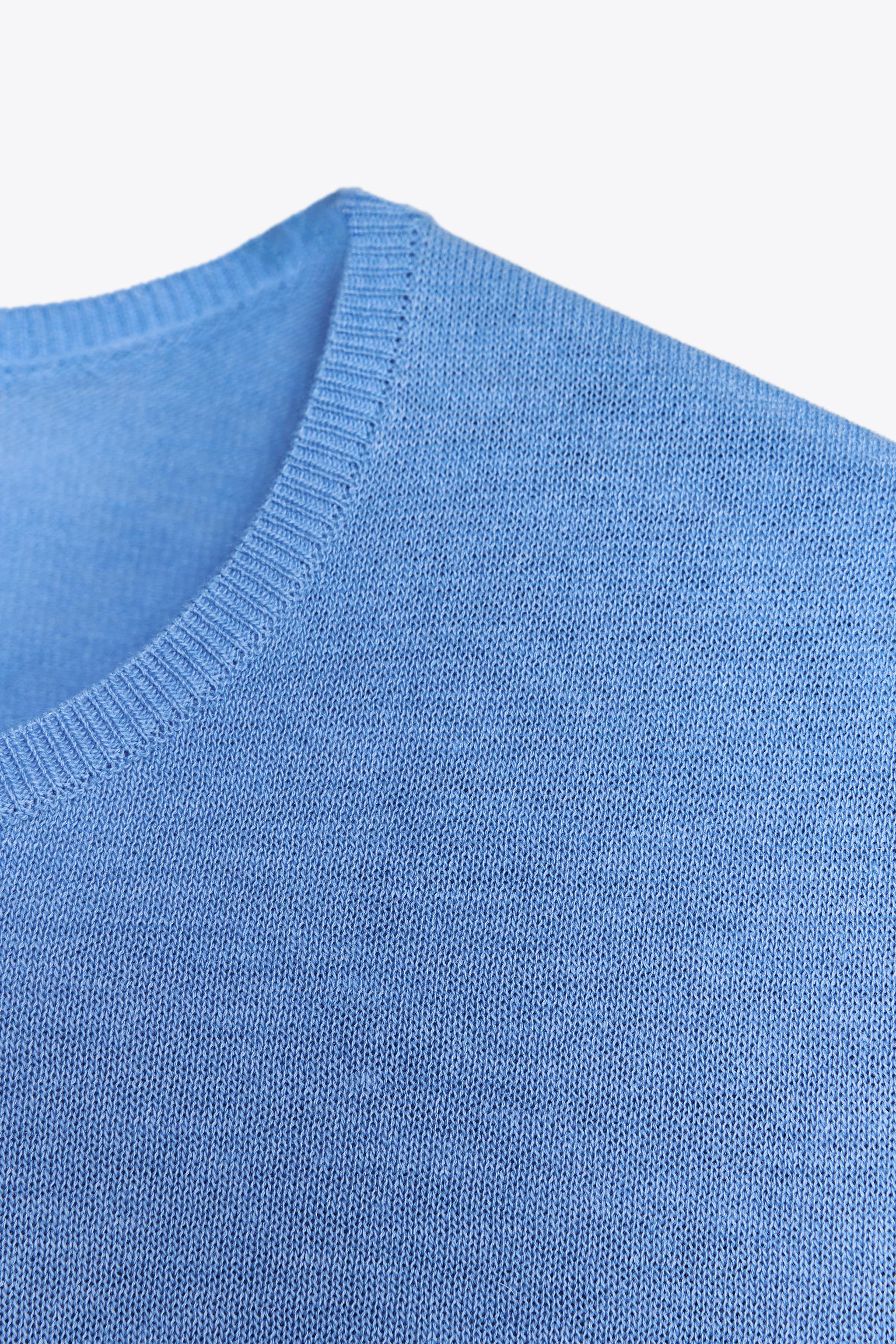 ⭐️REMAIN ショートスリーブ ニットトップ プレーン ニットトップス ショートスリーブ - ブルー | ZARA