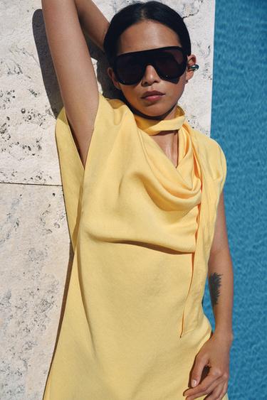 ZW COLLECTION FLOWING MIDI DRESS - Yellow by Zara