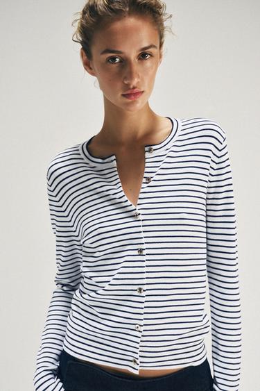 STRIPED KNIT CARDIGAN - striped by Zara