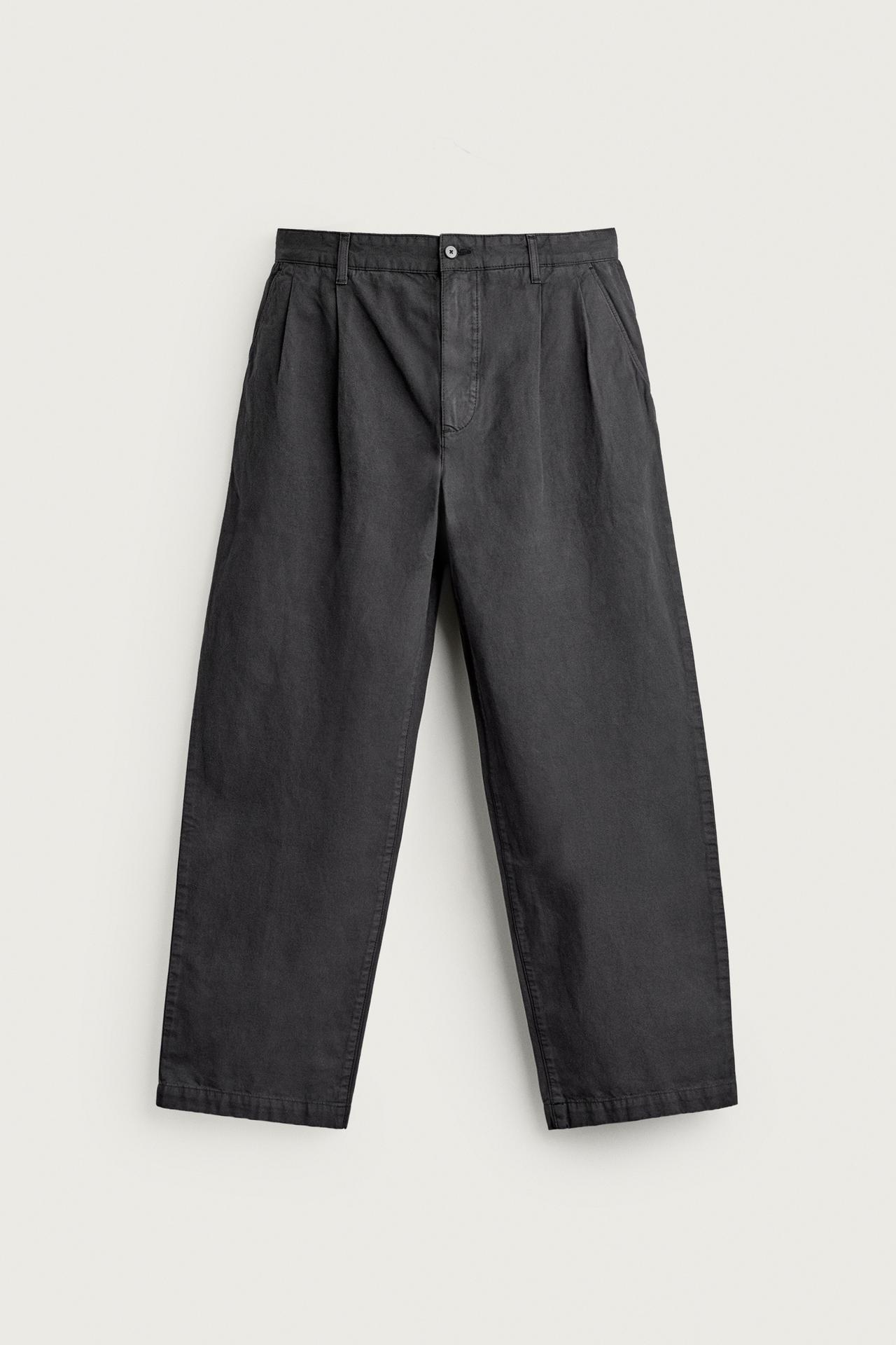 PLEATED REGULAR-FIT CHINO PANTS — Stone