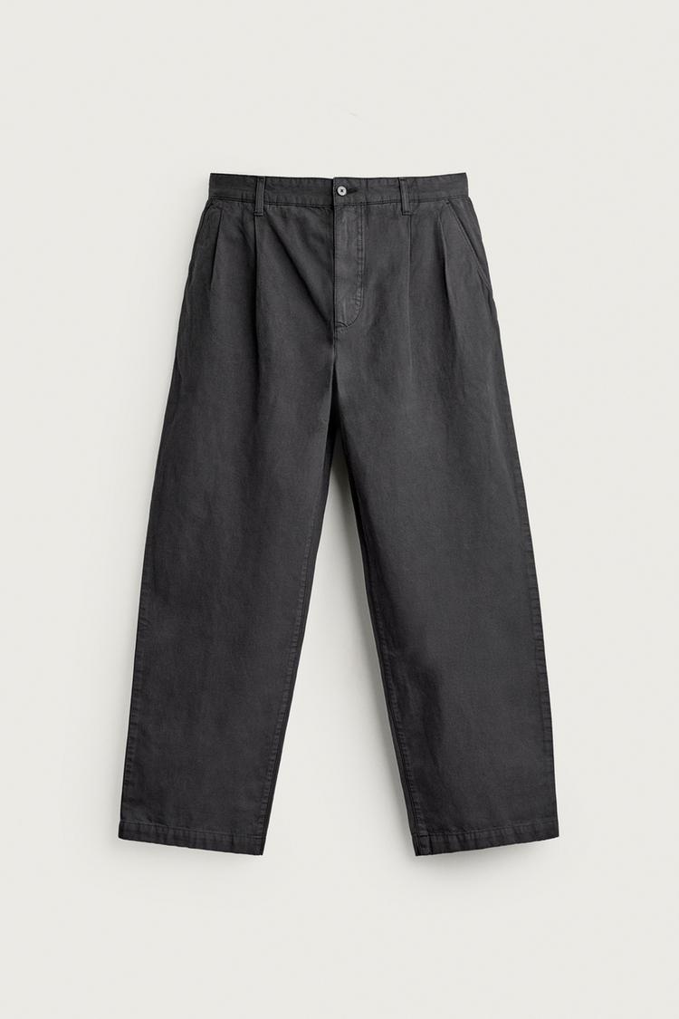 PLEATED REGULAR-FIT CHINO PANTS — Stone