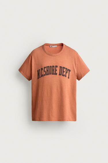 CONTRAST PATCH WASHED T-SHIRT — Orange 1