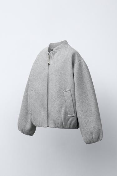 Zara SOFT BOMBER JACKET - Light gray