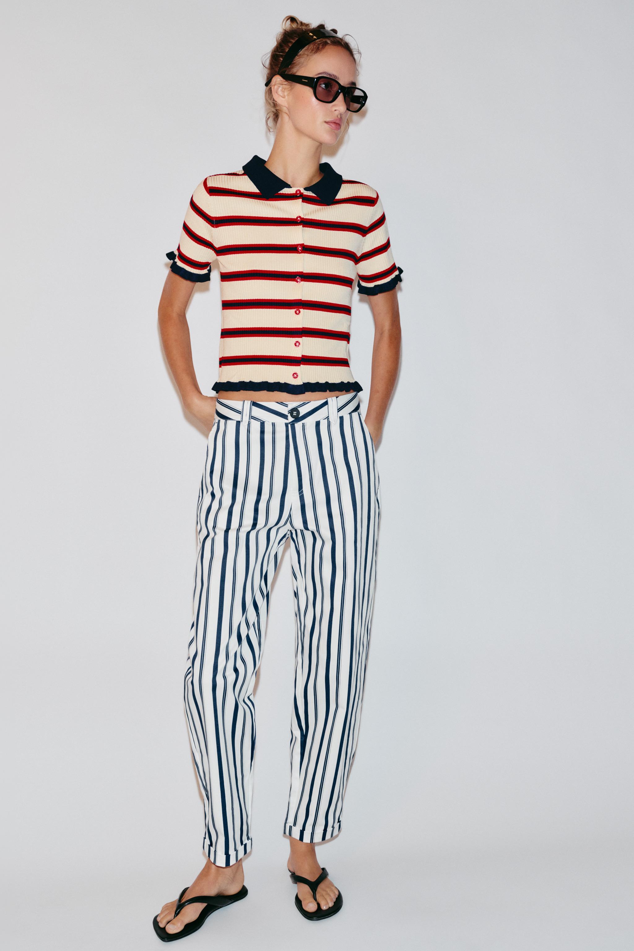 Zara ÇİZGİLİ CHINO PANTOLON görsel 4