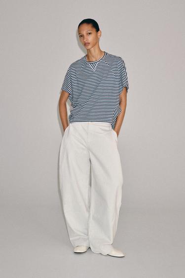 STRIPED OVERSIZED T-SHIRT - Blues by Zara - Image 0