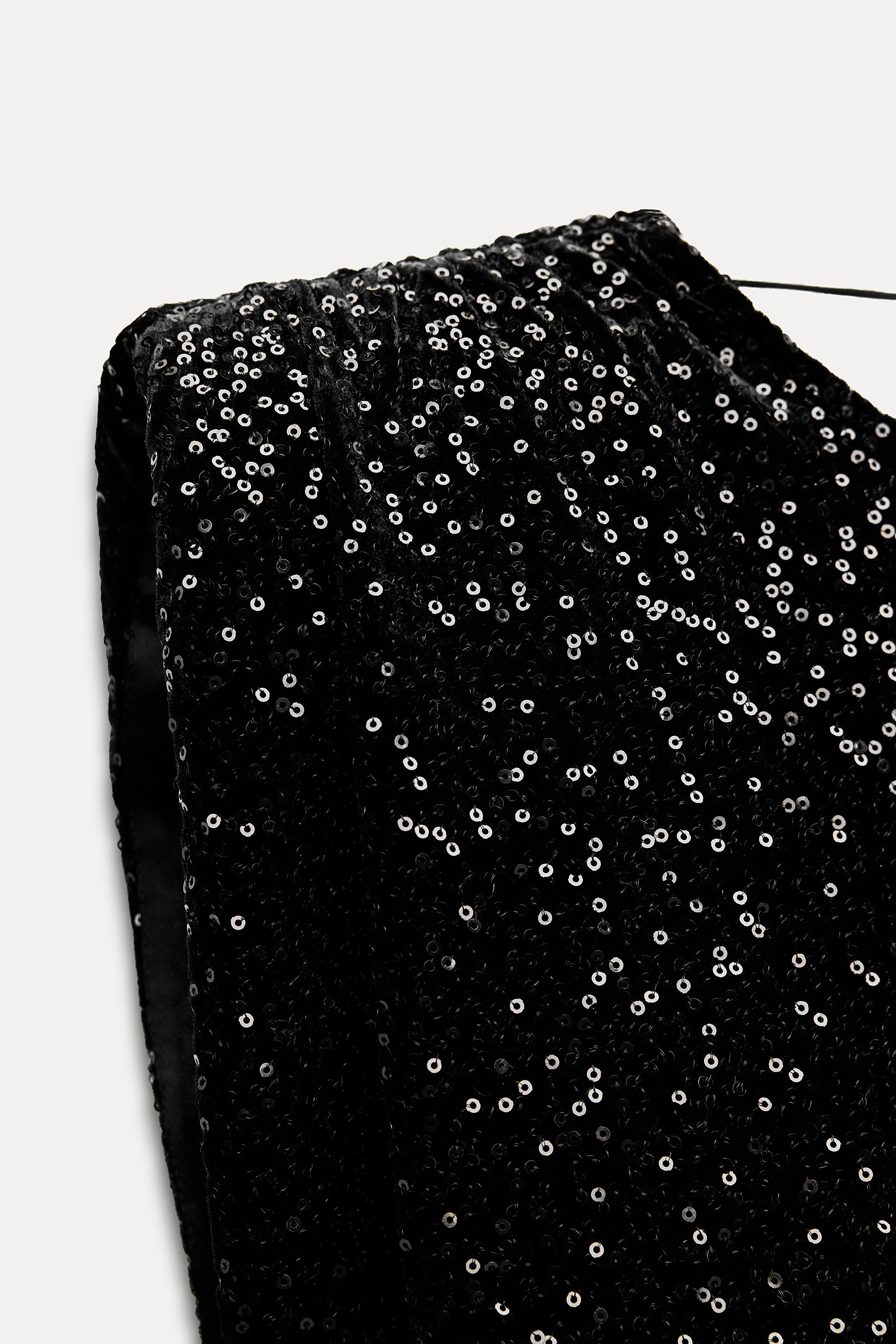 SEQUIN VELVET DRESS ZW COLLECTION - Black | ZARA United States SEQUIN VELVET DRESS ZW COLLECTION - Black | ZARA United States