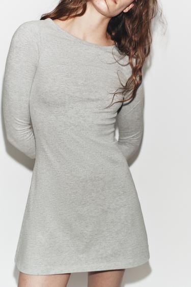 KURZES BOOTSAUSSCHNITT-KLEID - Grau meliert von Zara