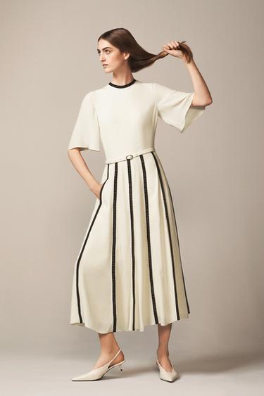 DRESS WITH CONTRASTING STRAPS AND STUDS - THE ITEM - Ecru by Zara - Image 0