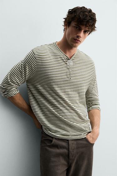 TEE-SHIRT REGULAR FIT RAYURES EN LIN - Rayures de Zara - Image 4