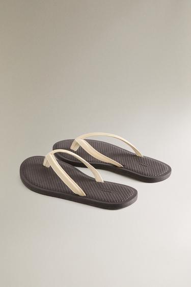 SANDALES À BRIDE EN CUIR - Beige de Zara - Image 3