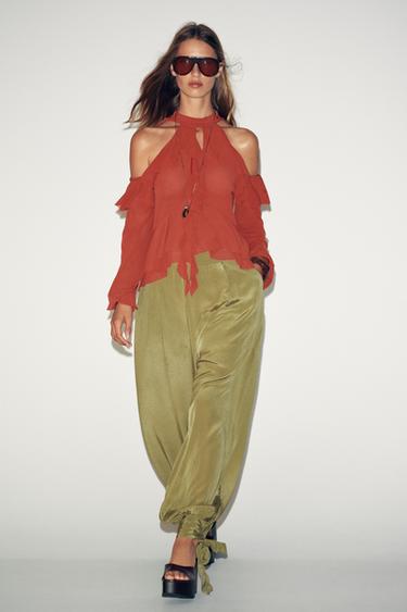 TOP HALTER VOLANTES - Terracota de Zara - Imaxe 0