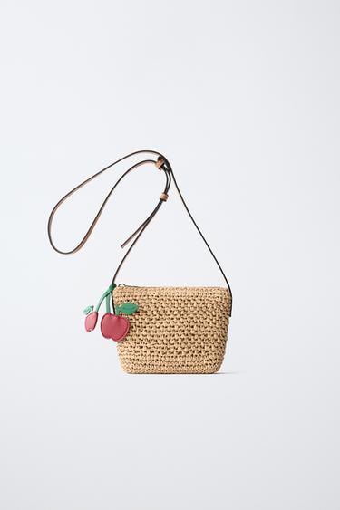 RAFFIA CHERRY CROSSBODY BAG - Ecru White by Zara