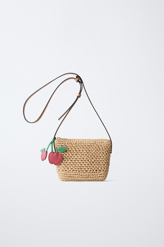 RAFFIA CHERRY CROSSBODY BAG - Ecru White by Zara - Image 0