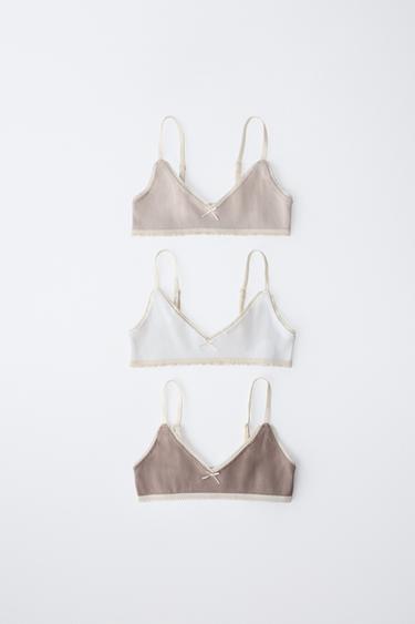 9-14 YEARS/ THREE-PACK OF RIBBED TOPS - camel by Zara - Image 0