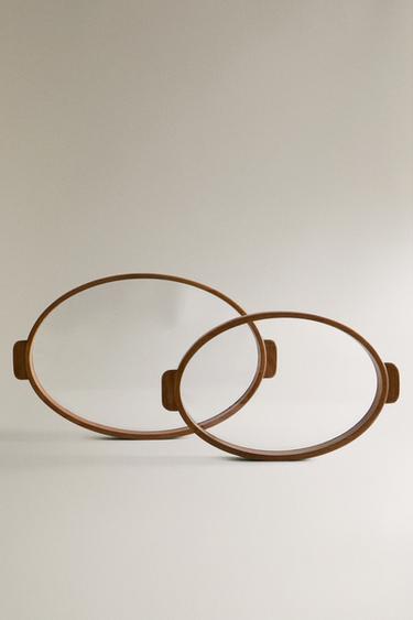Zara WOOD AND GLASS TRAY - Light beige - Image 0
