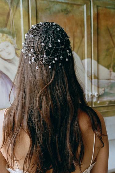 BEADED CHAIN HEADPIECE - Silver by Zara