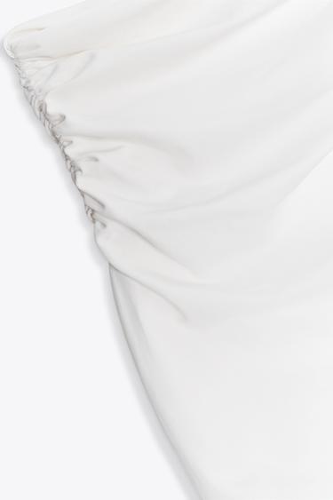 DRAPED ASYMMETRIC BODYSUIT - Oyster-white by Zara - Image 7