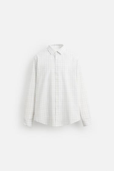 CAMISA ESTRUCTURA CUADROS - Blanco roto de Zara - Imagen 0