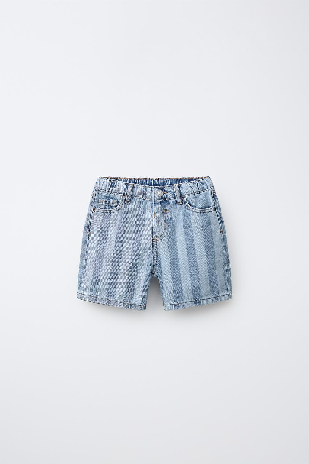 STRIPED DENIM BERMUDA SHORTS