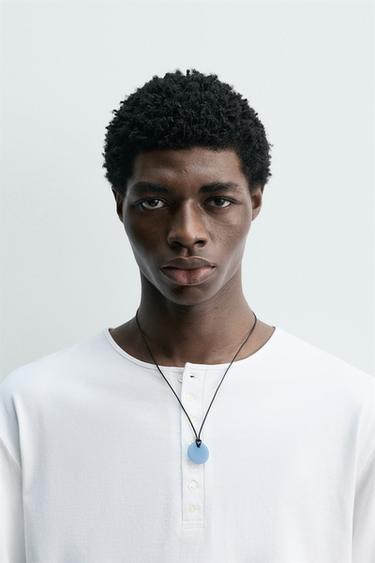 QUARTZ BEAD CORD NECKLACE - Sky blue by Zara - Image 0