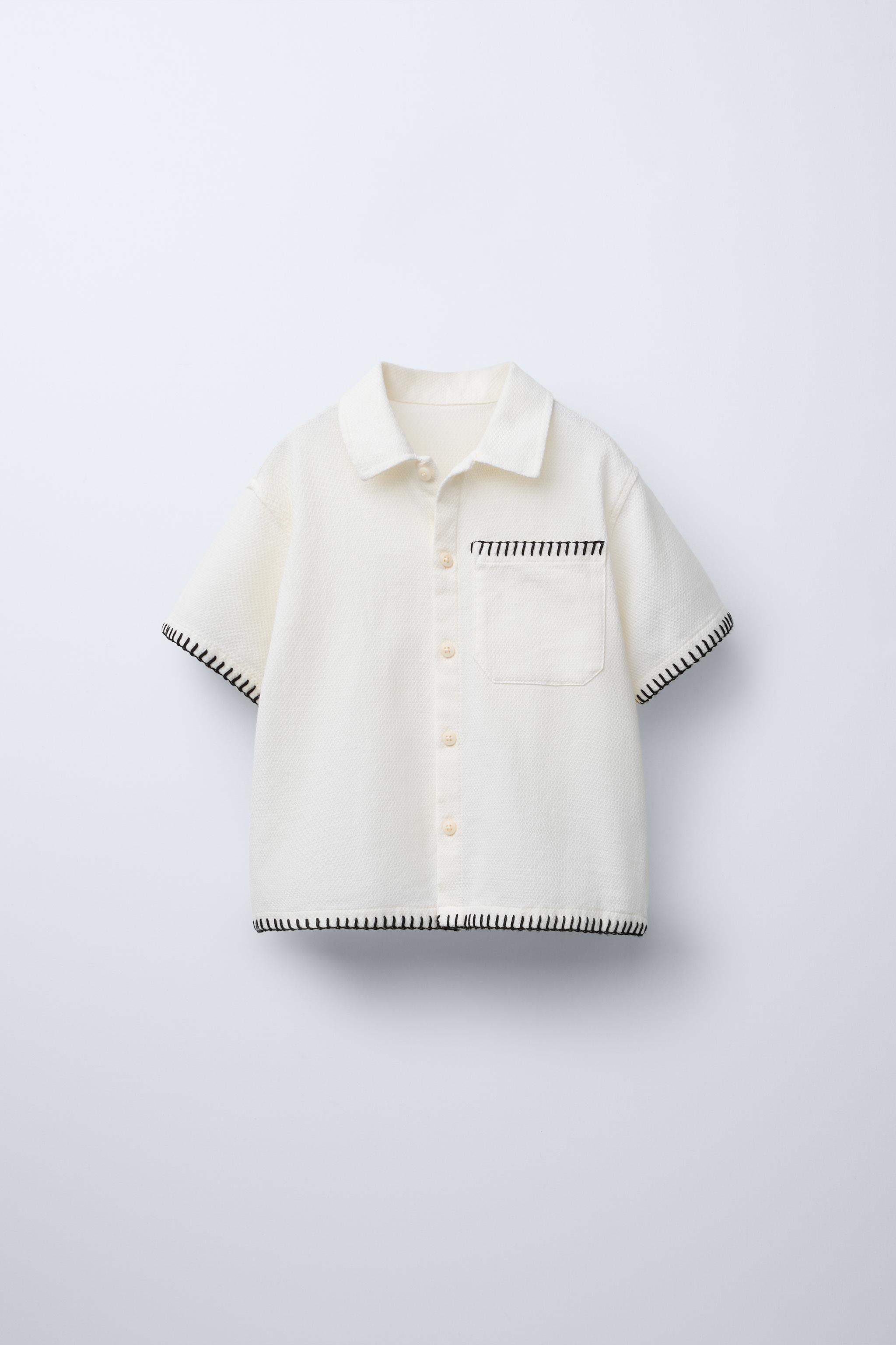 TEXTURED TOPSTITCHED SHIRT - White | ZARA United States
