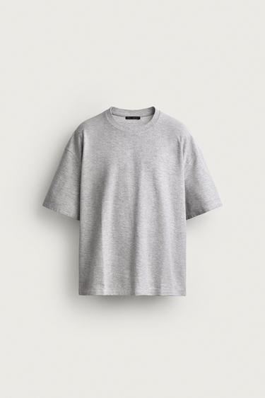 Zara RELAXED FIT SEAM T-SHIRT - Gray marl