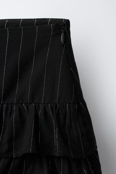 SHINY STRIPED BERMUDA SKORT - Black by Zara - Image 2