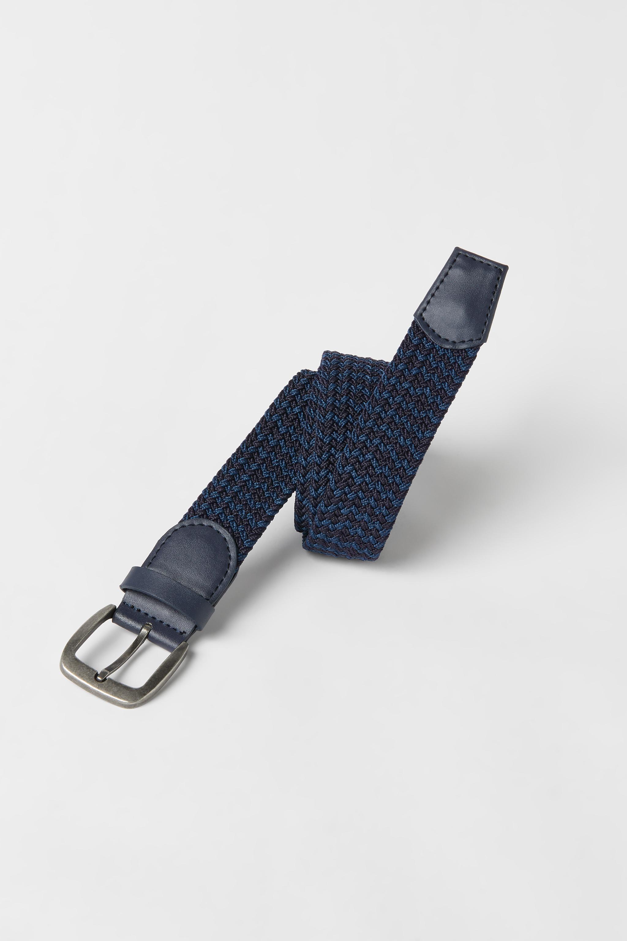 WOVEN STRETCH BELT Navy blue ZARA Canada