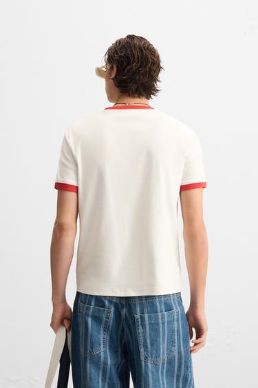 T-SHIRT RIB CONTRASTE INSCRIPTION - Blanc de Zara - Image 2