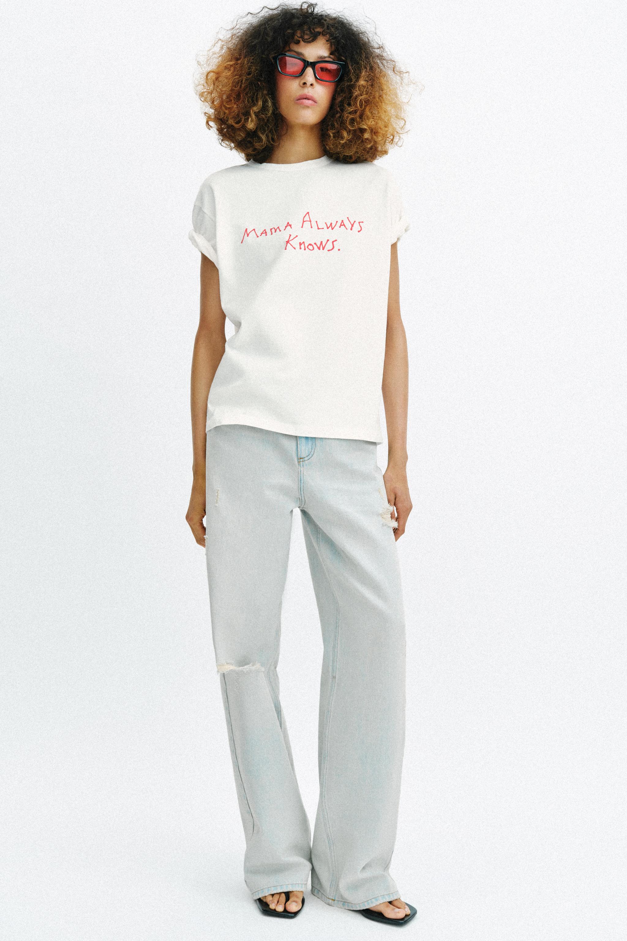 ショートスリーブテキストTシャツ - ホワイト | ZARA Japan / 日本