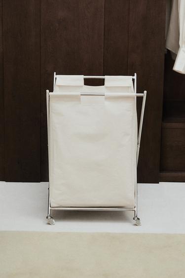 WHEELED LAUNDRY HAMPER - Ecru by Zara