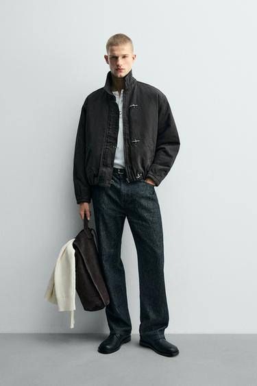 CROPPED FIT JACKET WITH METAL TOGGLES - Grey by Zara