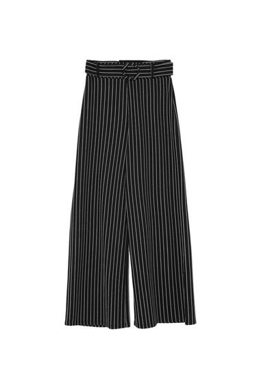 BELTED STRIPED PANTS
