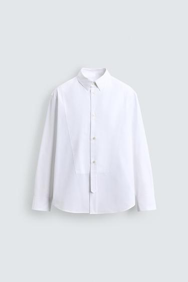 SLIM FIT SHIRT WITH BIB FRONT - White by Zara