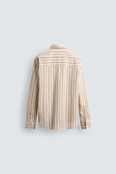 STRIPED TEXTURED SHIRT - Oyster-white by Zara - Image 7