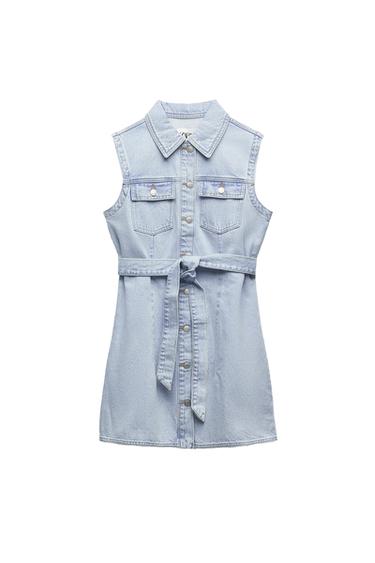 BELTED ZW DENIM DRESS