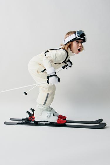SKI COLLECTION WATER-REPELLENT AND WIND-PROTECTION HOODED JUMPSUIT -  Oyster-white