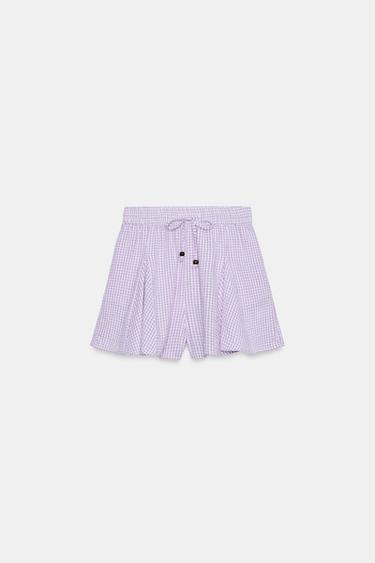 JUPE-PANTALON À CARREAUX VICHY ET VOLANTS - Mauve de Zara - Image 5