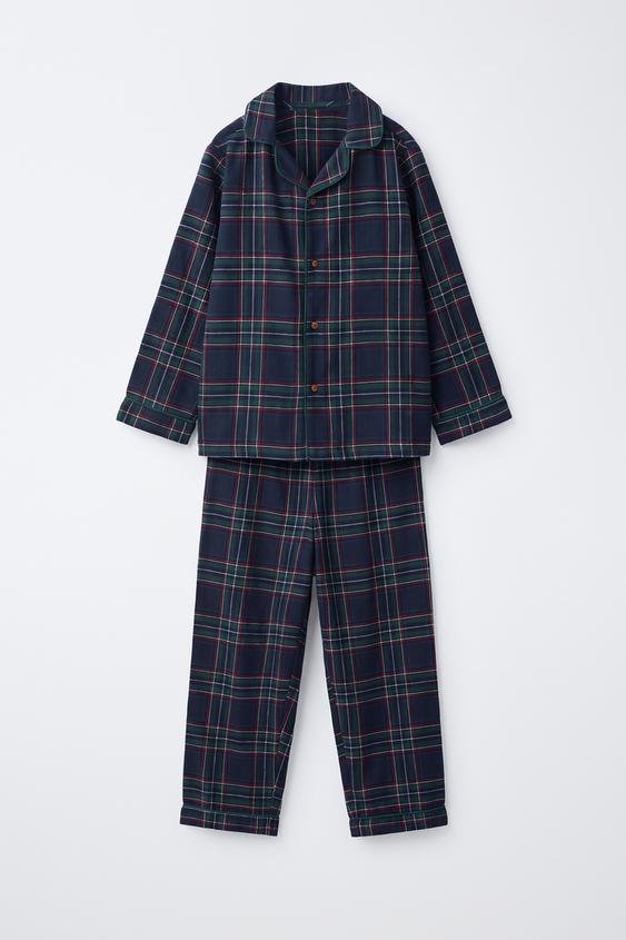 6-14 AÑOS/ PIJAMA CALENTITO CUADROS - Azul de Zara - Imagen 0
