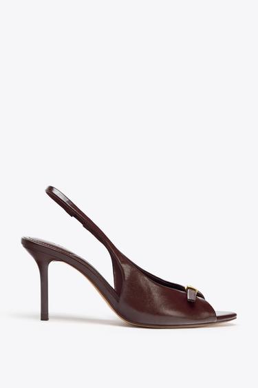 BUCKLED SLINGBACK SANDALS - Burgundy Red by Zara - Image 0