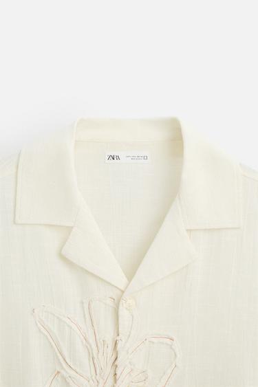 CHEMISE BRODÉE FLORALE - Blanc cassé de Zara - Image 9
