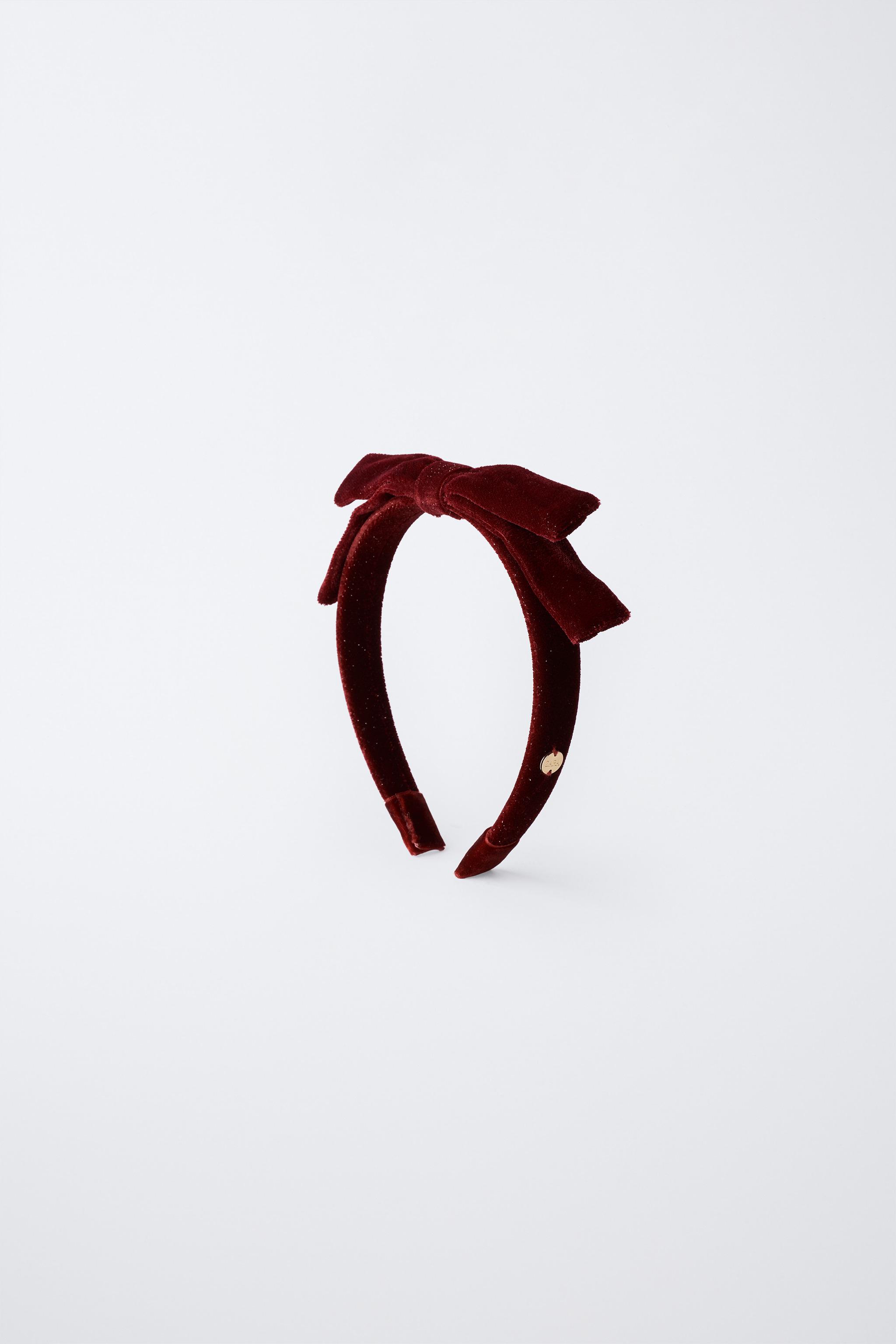 VELVET BOW SHINY HEADBAND - Maroon | ZARA Canada