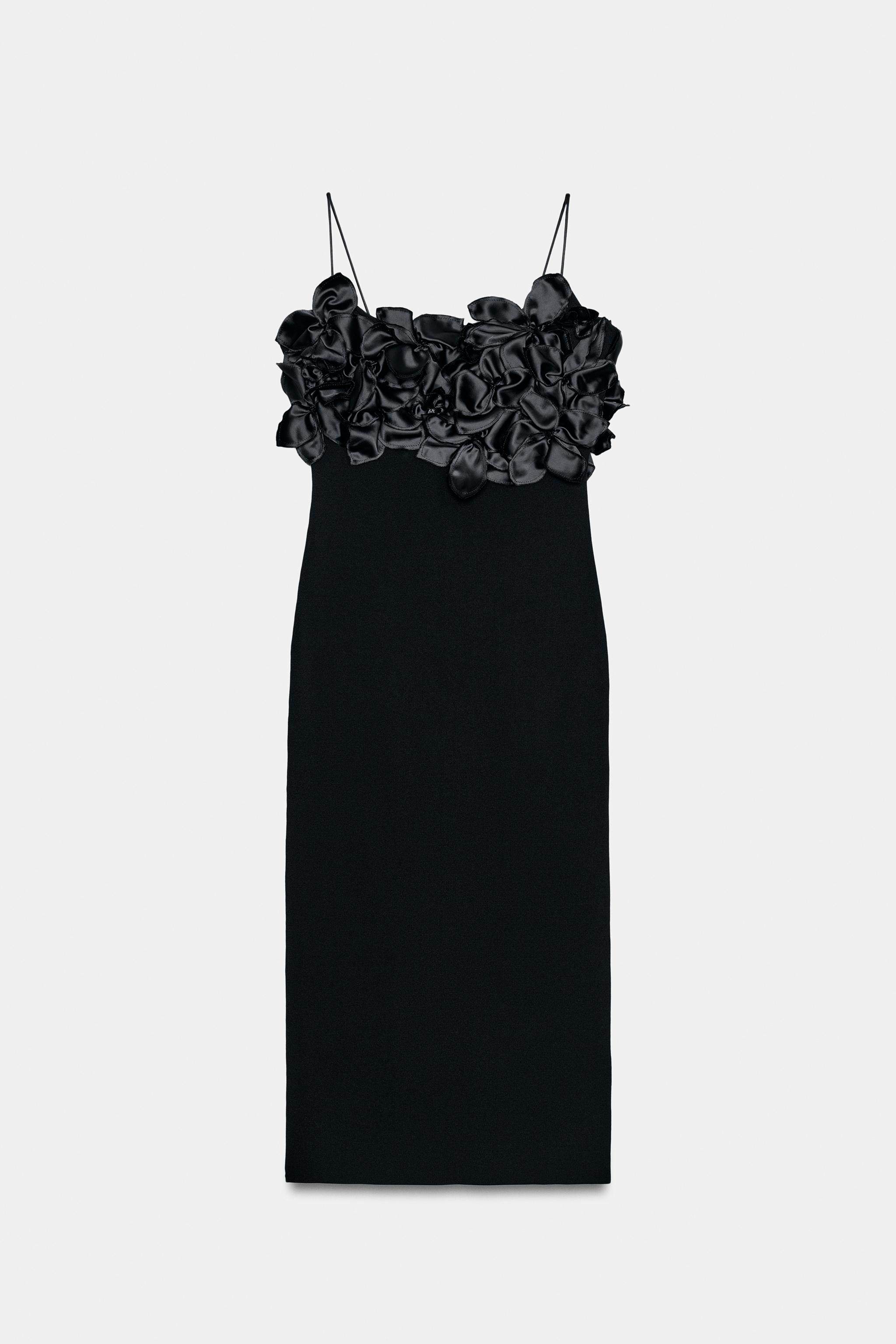 COMBINATION KNIT FLORAL DRESS - Black | ZARA United States